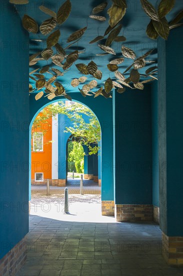 Artistically designed ceiling in a house passage