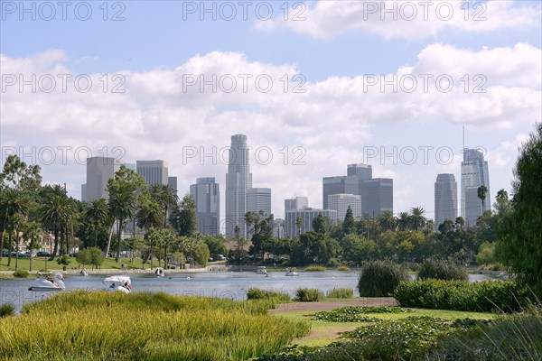 View from Echo Park to the skyline of downtown Los Angeles