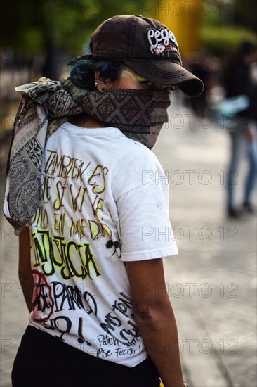 Female Anti-government demonstrator during a nationwide strike in Cali