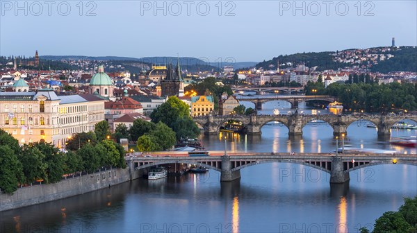 City view with bridges over the Vltava River