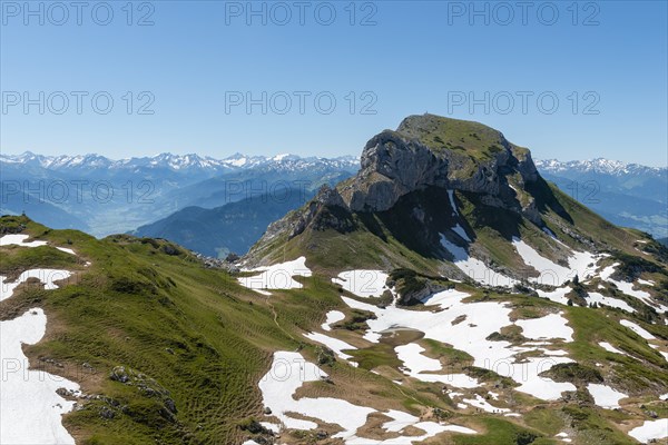 Mountain landscape with snow remains