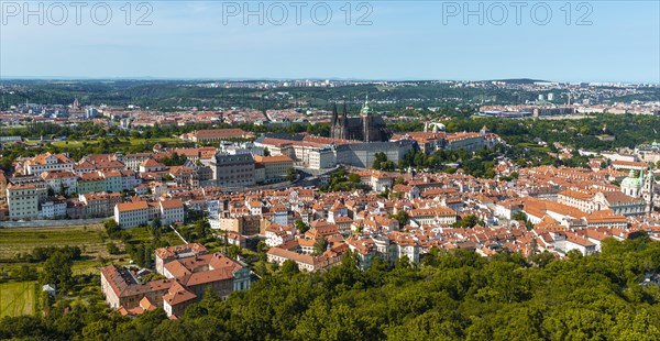 View from Petrin Park of St Vitus Cathedral and Prague Castle