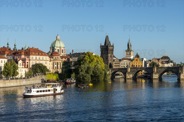 River Vltava with boats