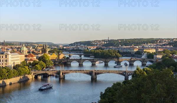 City view with bridges over the Vltava River