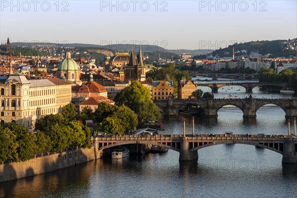City view with bridges over the Vltava River