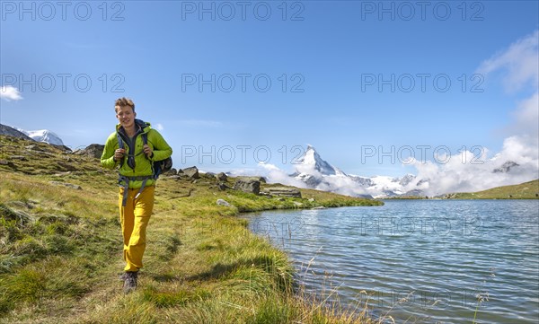 Hiker at Lake Stellisee