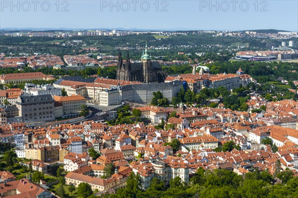 View from Petrin Park of St Vitus Cathedral and Prague Castle