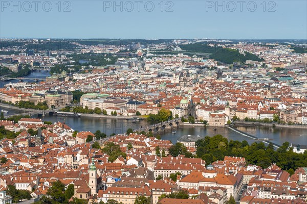 View from Petrin Park to Charles Bridge