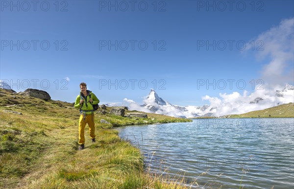 Hiker at Lake Stellisee