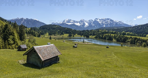 Heustadl in a meadow at Lake Geroldsee