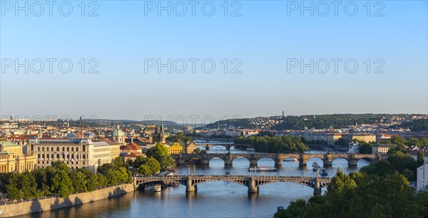 City view with bridges over the Vltava River