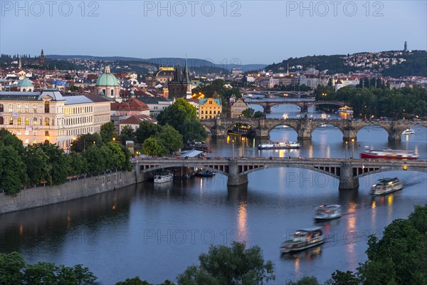 City view with bridges over the Vltava River