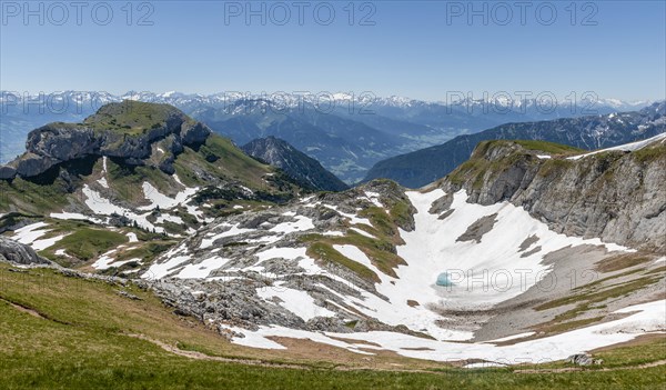 Mountain landscape with snow remains