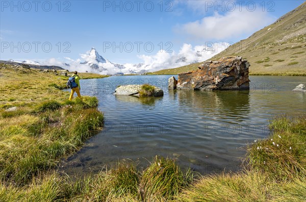 Hiker at Lake Stellisee