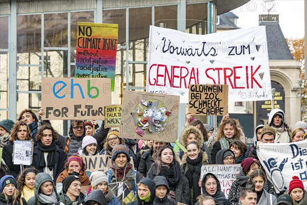Students with banners at Climate Strike