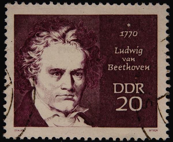 East German stamp with portrait of Ludwig van Beethoven