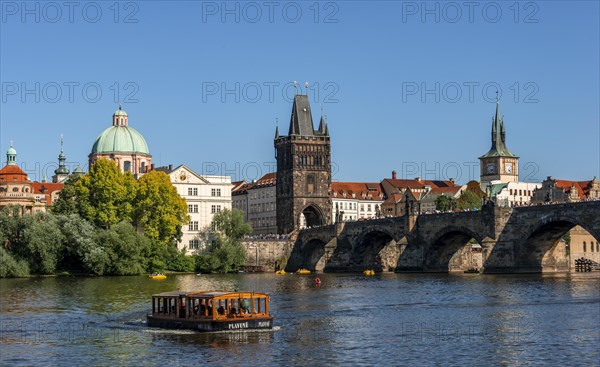 River Vltava with boat