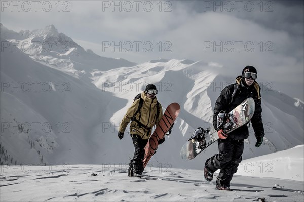 Snowboarder at Heli Snowboarding in the Himalayas