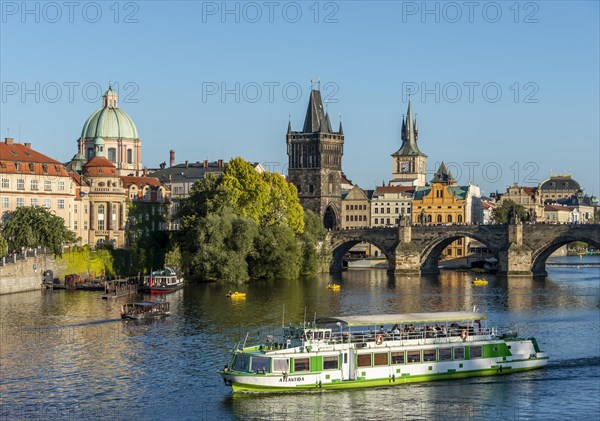 River Vltava with boats