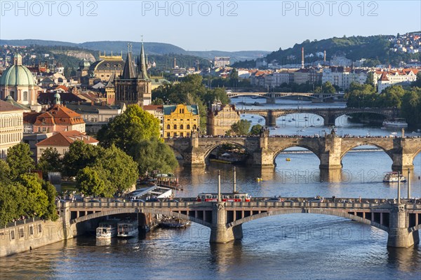 City view with bridges over the Vltava River