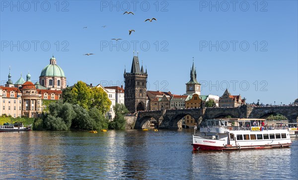 River Vltava with excursion boat