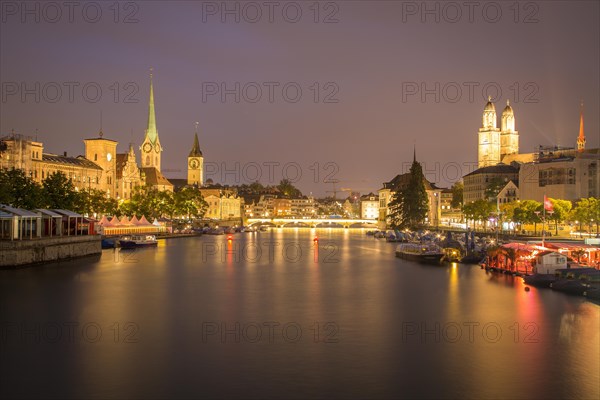 View over river Limmat at dusk