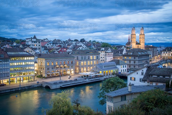 View of the old town at dusk