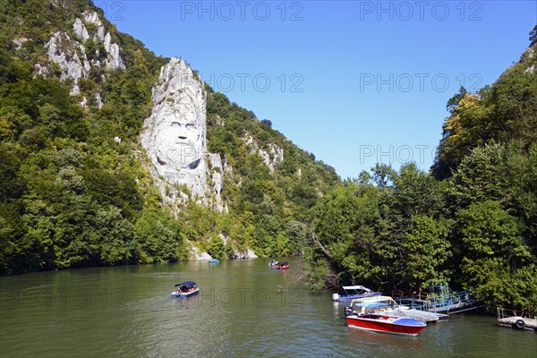 Statue of the Daker King Decebalus on the banks of the Danube