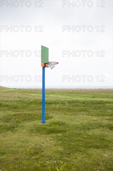Lonely basketball hoop on the Hallig Langeness