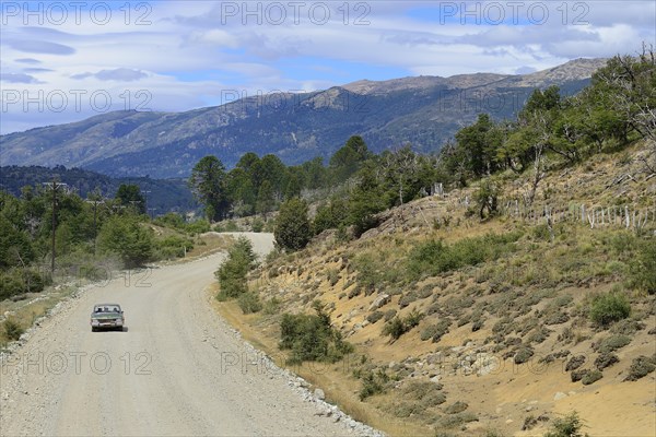 Old Ford Falcon on dusty gravel road