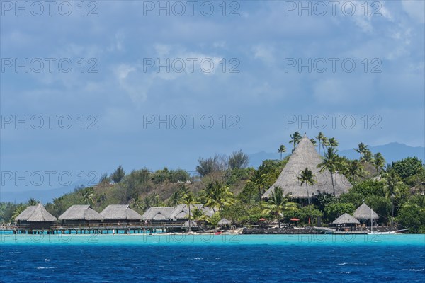 Water bungalows on turquoise water