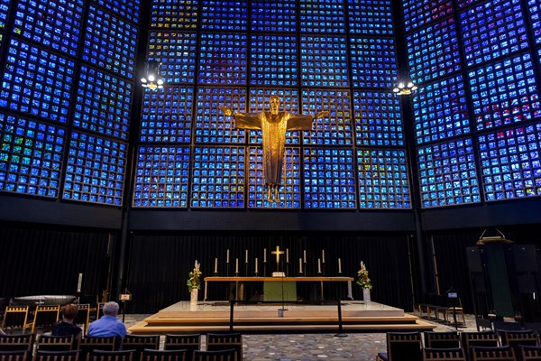 Altar room with resurrection Christ by Karl Hemmeter above the altar