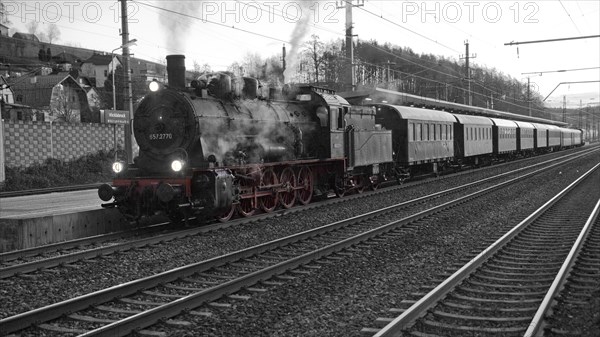 Historic railway with OeBB steam engine of the 657 series