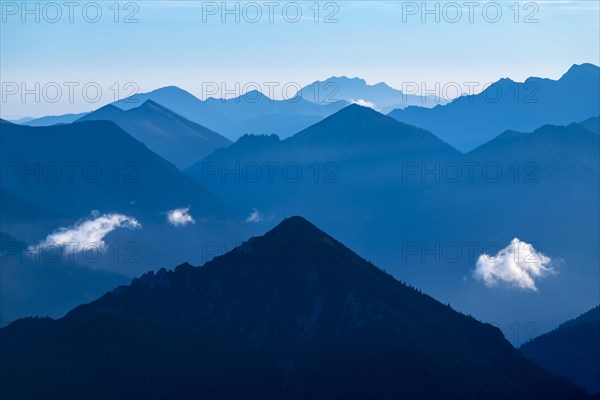 Blue hour with Lechtaler Alps and small clouds