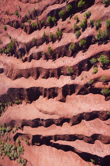 Terraced eroded mountainside