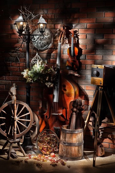 Still life with old double bass