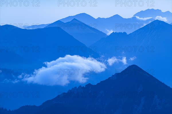 Blue hour with Lechtaler Alps and small clouds