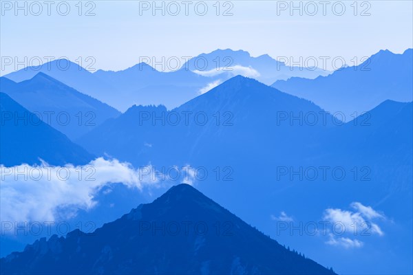 Blue hour with Lechtaler Alps and small clouds