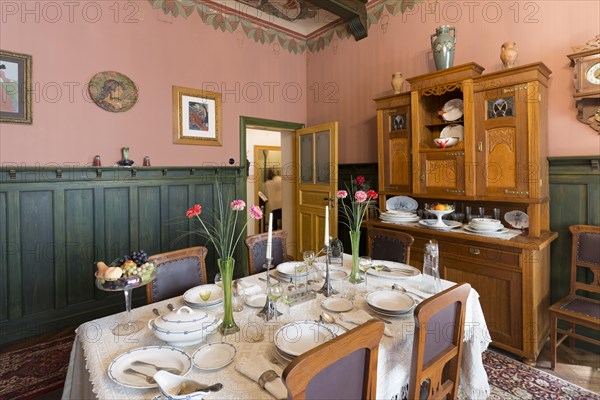 Dining room with laid table