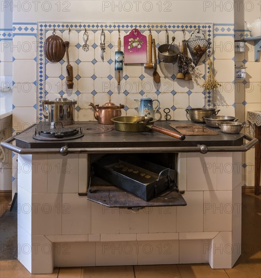 Wood stove in the kitchen