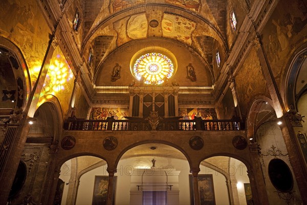 Rosette and organ in the Roman Catholic Church of Santa Maria dels Angels