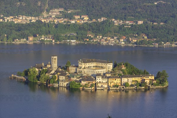 View of the island Isola San Giulio in Lake Orta