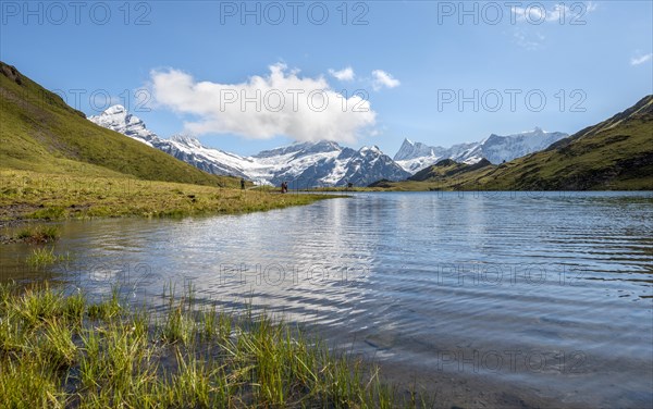 Bachalpsee with summits of the Schreckhorn and Finsteraarhorn