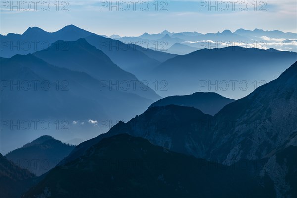 Blue hour with Lechtaler Alps and small clouds