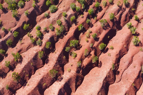 Terraced eroded mountainside