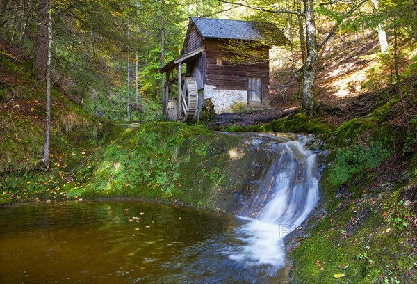 Old water mill on the mill hiking trail near Ebenau