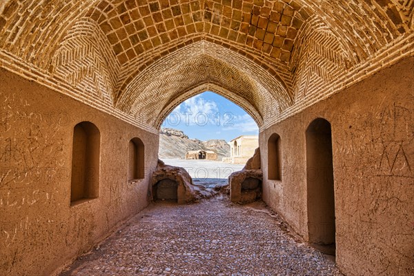 Ruins of ritual buildings near Dakhmeh Zoroastrian Tower of Silence