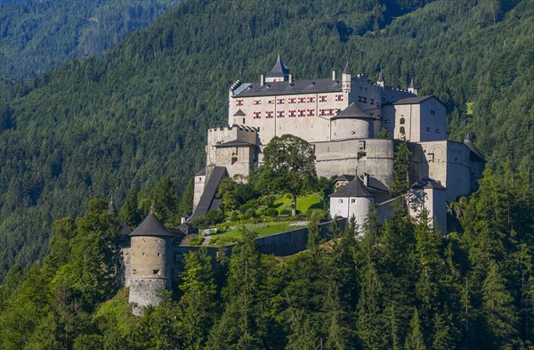 Hohenwerfen Castle with view to the Hochkoenig