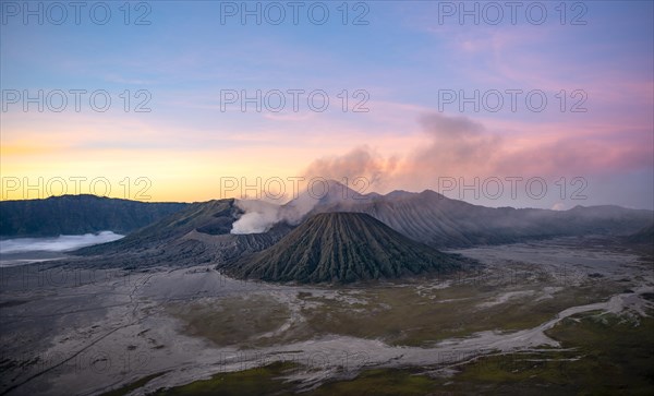 Volcanic landscape at sunrise