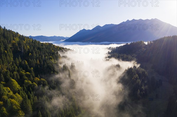 Wafts of fog at the Lake Geroldsee